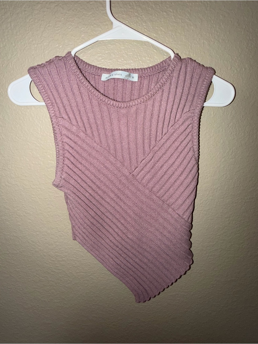Altar'd State Dusty Rose Ribbed Asymmetric Tank